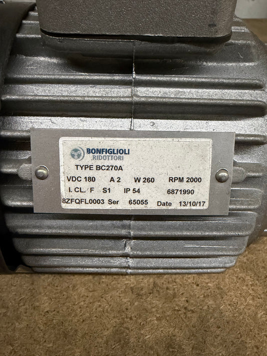 Bonfiglioli DC Motor and Gearbox Assembly